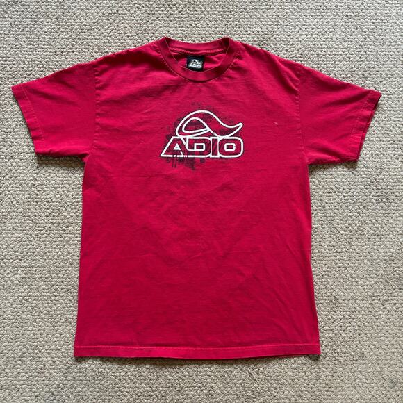 Adio Other - vintage y2k 2000s adio footwear skate tshirt red large emo grunge goth